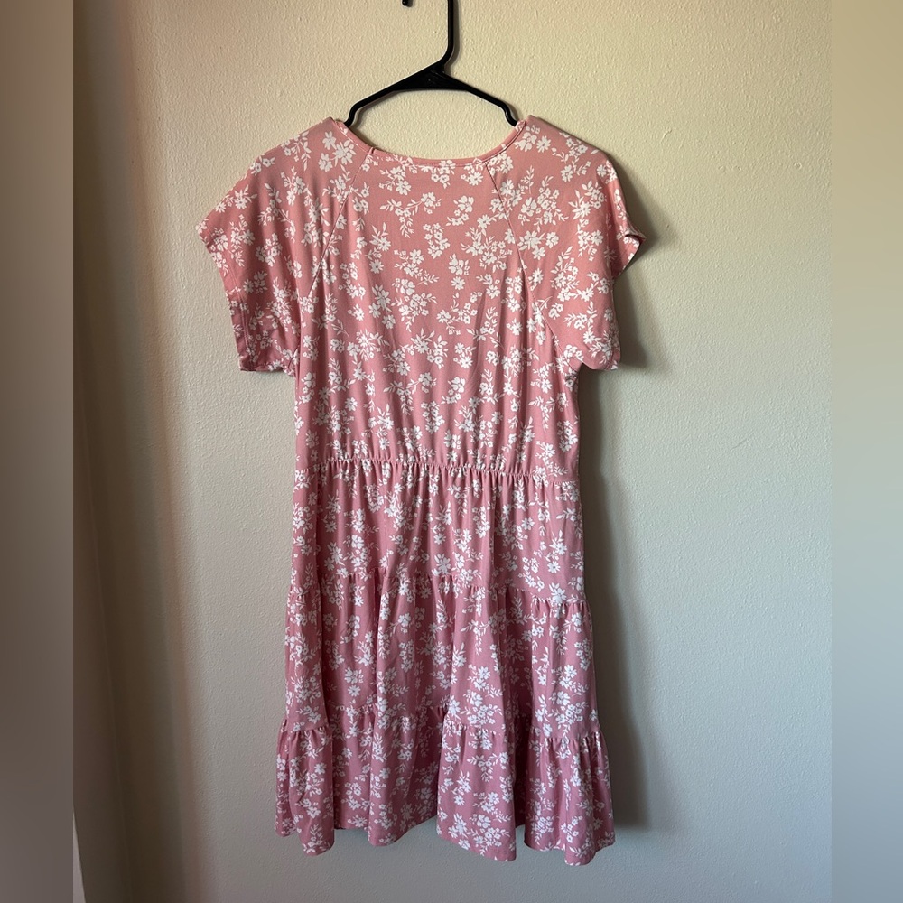 Pink Flower Button Dress - Picture 2 of 6
